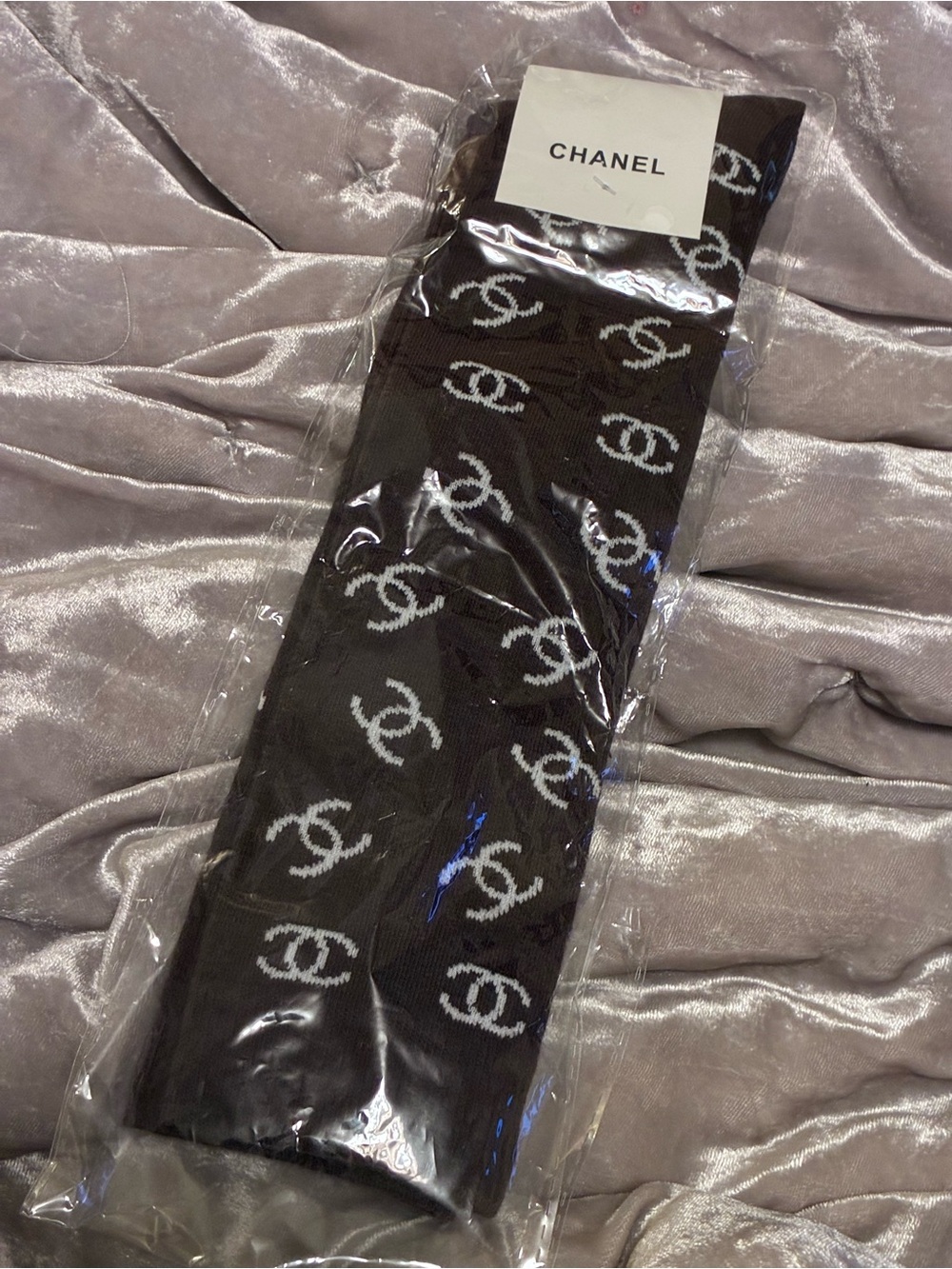 Brown & White Monogram Knit Socks